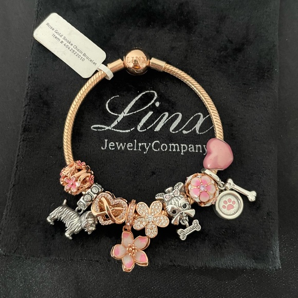 Linx Rose Gold Bracelet with Yorkshire Terrier Yorkie Themed Charms - Picture 4 of 9